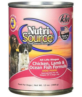 Tuffy'S Pet Food 131304 Tuffy Nutrisource 12-Pack Chicken, Lamb And Fish Canned Food For Dogs, 13-Ounce