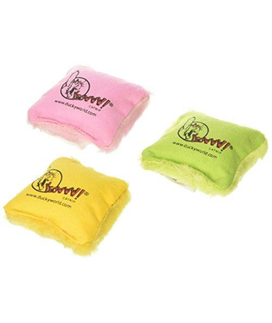 Speciality Pack Containing 3 Yeowww! 100% Organic Catnip Pillows (Contains a Pink, Yellow and Green Pillow)