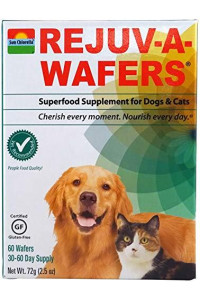 Sun Chlorella- Rejuv-A-Wafers- Chlorella & Eleuthero Superfood Supplement For Dogs And Cats (60 Wafers) (Rejuv-A-Wafers Single Wafers)