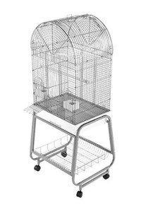 Dome Top Bird Cage with Plastic Base and Stand Color: Platinum