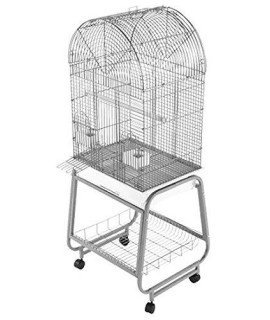Dome Top Bird Cage with Plastic Base and Stand Color: Platinum