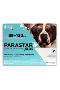 Novartis Parastar Plus Flea and Tick Control for Dogs, 89 to 132-Pound, Blue