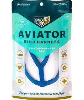The AVIATOR Pet Bird Harness and Leash: Small Blue