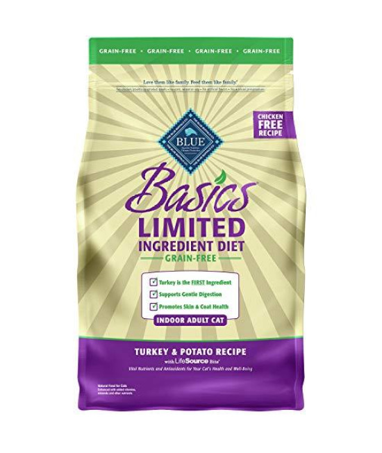 Blue Buffalo Basics Limited Ingredient Diet Grain Free, Natural Indoor Adult Dry Cat Food, Turkey & Potato 5-lb