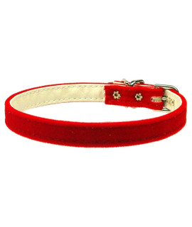 Mirage Pet Products 38-Inch Width Velvet Plain collar for Pets 12-Inch Red