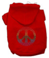 Mirage Pet Products Rhinestone Rainbow Peace Sign Hoodies, Size 12, Red