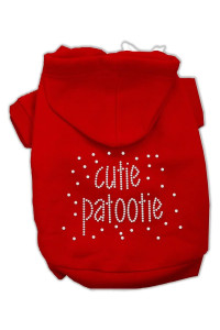Mirage Pet Products 14-Inch Cutie Patootie Rhinestone Hoodies, Large, Red