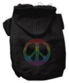 Mirage Pet Products Rhinestone Rainbow Peace Sign Hoodies, Size 10, Black