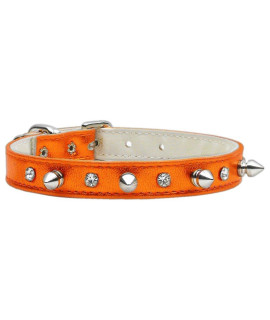 Mirage Pet Product Metallic crystal and Spike collars Orange MTL 14