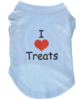 Mirage Pet Products 10-Inch I Love Treats Screen Print Shirts for Pets Small Baby Blue