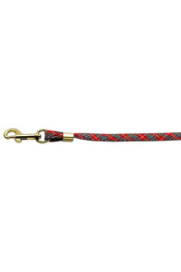 Mirage Pet Products Fabric Plain Red Plaid 3/8-Inch Pet Leash with Gold Hardware