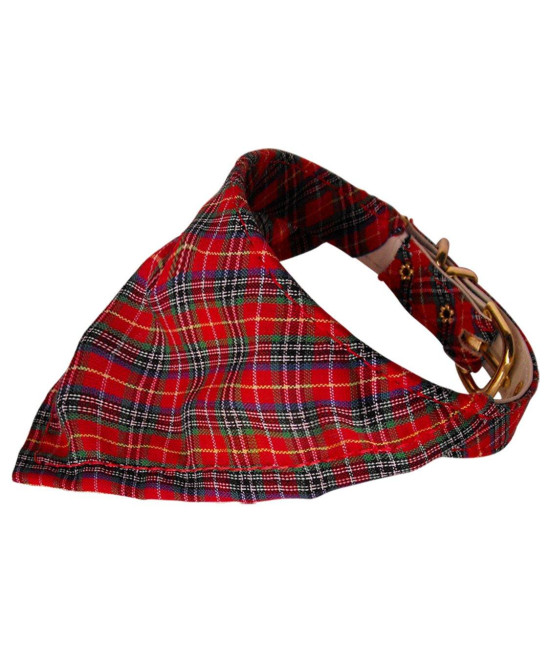Mirage Pet Products Plaid Bandana Collar for Dogs, 24-Inch, Red