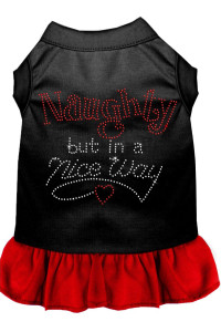 Mirage Pet Products 57-17 LGBKRD 14 Rhinestone Naughty but in a Nice Way Dress Black with Red, Large