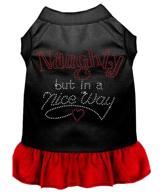 Mirage Pet Products 57-17 LGBKRD 14 Rhinestone Naughty but in a Nice Way Dress Black with Red, Large
