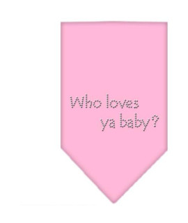 Mirage Pet Products Who Loves Ya Baby Rhinestone Bandana Large Light Pink