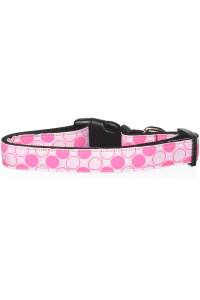 Mirage Pet Products Diagonal Dots Nylon collar Large Light Pink