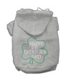 Mirage Pet Products Happy St. Patricks Day Hoodies, Grey, Medium/Size 12
