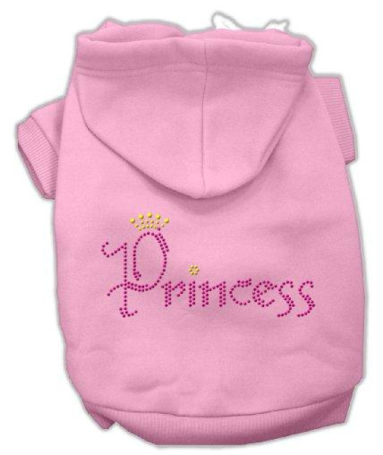 Mirage Pet Products Princess Rhinestone Hoodies, Size 10, Pink