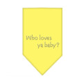 Mirage Pet Products Who Loves Ya Baby Rhinestone Bandana Small Yellow