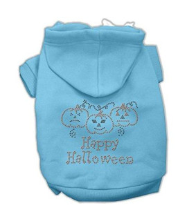 Mirage Pet Products 20-Inch Happy Halloween Rhinestone Hoodies, 3X-Large, Baby Blue