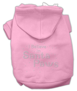 Mirage Pet Products 8-Inch I Believe in Santa Paws Hoodie, X-Small, Pink