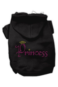Mirage Pet Products Princess Rhinestone Hoodies, Size 18, Black