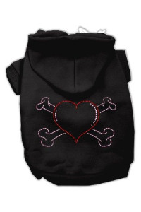 Mirage Pet Products Heart and Crossbones Hoodies, Black, X-Large/Size 16