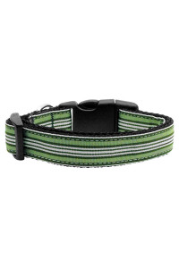 Mirage Pet Products Preppy Stripes Nylon Ribbon collars X-Small greenWhite