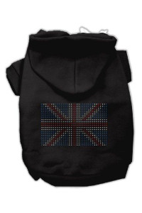 Mirage Pet Products 8-Inch British Flag Hoodies, X-Small, Black
