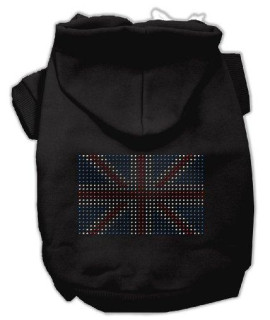 Mirage Pet Products 8-Inch British Flag Hoodies, X-Small, Black