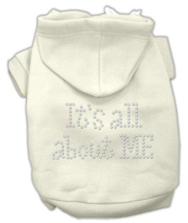 Mirage Pet Products 8-Inch Its All About Me Rhinestone Hoodies, X-Small, Cream