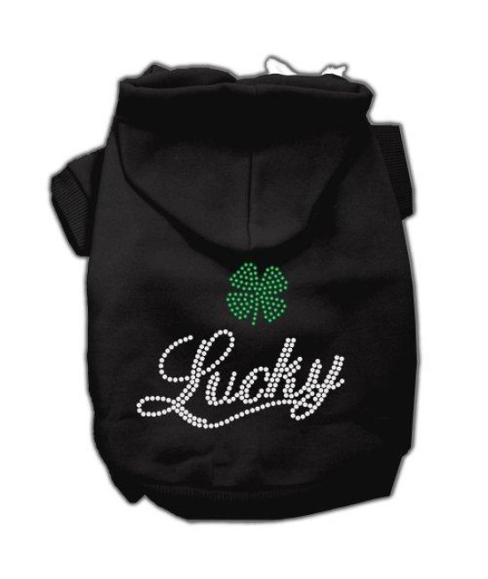 Mirage Pet Products Lucky Rhinestone Hoodies, Black, X Small/Size 8