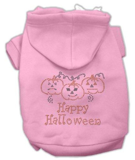 Mirage Pet Products 8-Inch Happy Halloween Rhinestone Hoodies, X-Small, Pink