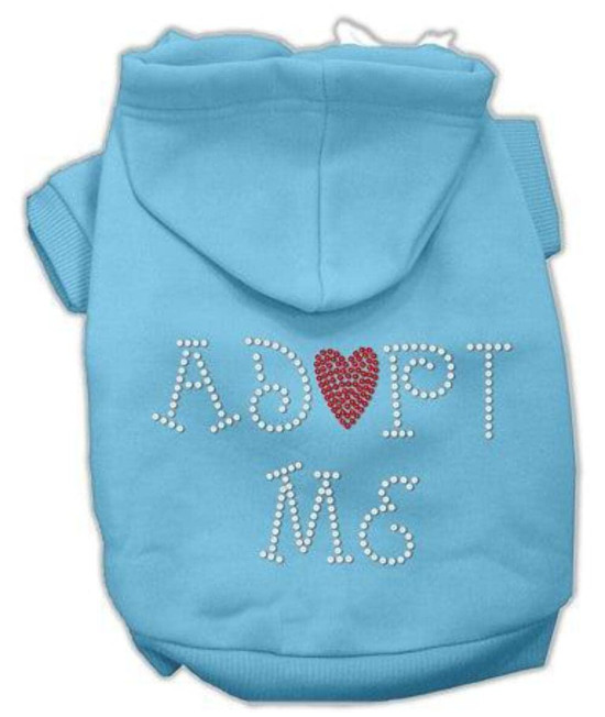 Mirage Pet Products 8-Inch Adopt Me Rhinestone Hoodie, X-Small, Baby Blue