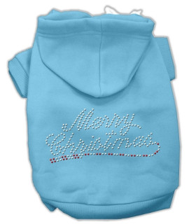 Mirage Pet Products 18-Inch Merry Christmas Rhinestone Hoodies, XX-Large, Baby Blue