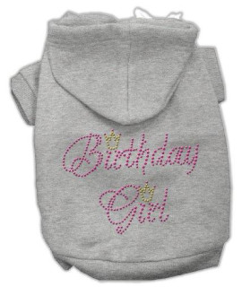 Mirage Pet Products 8-Inch Birthday Girl Hoodies, X-Small, Grey