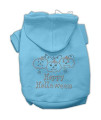 Mirage Pet Products 8-Inch Happy Halloween Rhinestone Hoodies, X-Small, Baby Blue