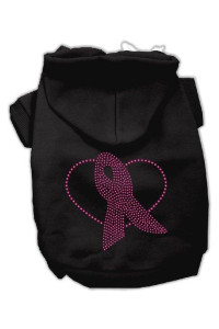 Mirage Pet Products Pink Ribbon Rhinestone Hoodies Black XS (8)