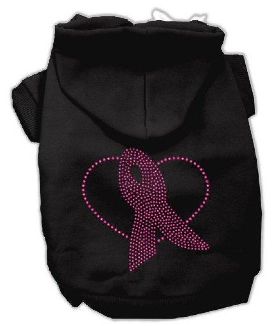 Mirage Pet Products Pink Ribbon Rhinestone Hoodies Black XS (8)