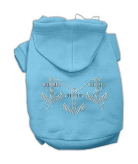 Mirage Pet Products 8-Inch Rhinestone Anchors Hoodies, X-Small, Baby Blue