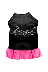 Mirage Pet Products Rhinestone Angel 8-Inch Pet Dress, X-Small, Black with Pink
