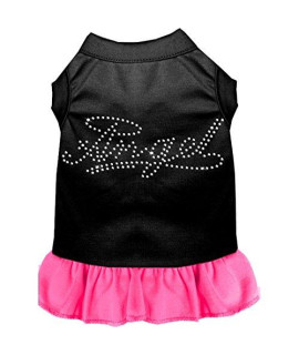 Mirage Pet Products Rhinestone Angel 8-Inch Pet Dress, X-Small, Black with Pink