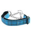 Mirage Pet Products Martingale Plaid Nylon collar Medium Blue
