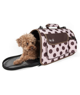 PET LIFE Folding Zippered casual Airline Approved Fashion Travel Pet Dog carrier with Bottle Holder Large Plaid