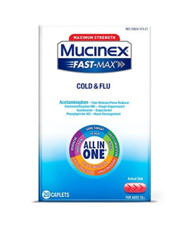 Maximum Strength Mucinex Fast Max cold Flu caplets, 20 count (Packaging May Vary)