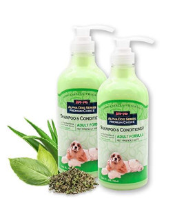 Alpha Dog Series All Stages Dog grooming Natural Dog Shampoo and conditioner with Aloe Vera pH balanced Shampoo for Dogs Tear-Free Moisturizing Dog Shampoo for Sensitive Skin - 26.4 Oz (Pack of 2)