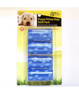 Alpha Dog Series Poopy Pick up Bags Refill Pack 80BAgS - Blue (Pack of 12)