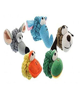Multipet 4-Inch Rope Head Dog Toy with Plush Face