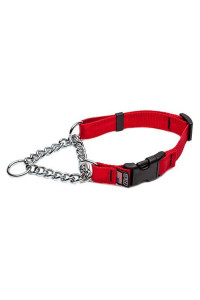Cetacea Chain Martingale Dog/Pet Collar with Quick Release, Large, Red