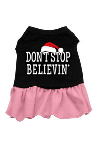 Mirage Pet Products 10-Inch Dont Stop Believing Screen Print Dress, Small, Black with Pink